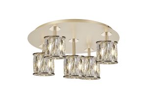 Fonte 46cm Round 5 Light G9 Flush Light French Gold / Clear Crystal Shade