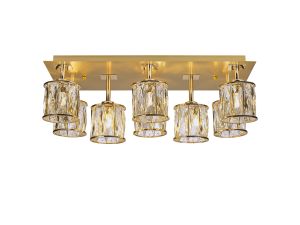 Fonte Rectangle 8 Light G9 Flush Light French Gold / Clear Crystal Shade