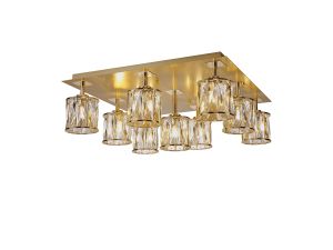 Fonte Square 9 Light G9 Flush Light French Gold / Clear Crystal Shade