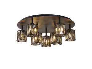 Fonte Round 9 Light G9 Flush Light Satin Black / Smoke Crystal Shade