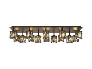 Fonte Rectangle 14 Light G9 Flush Light Satin Black / Smoke Crystal Shade Item Weight: 18.1kg