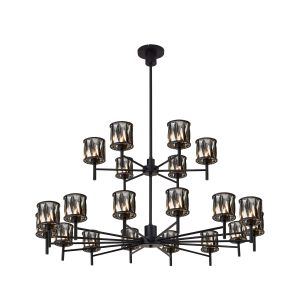 Fonte 111.8cm 20 Light G9 2-Tier Light Satin Black / Smoke Crystal Shade, Item Weight: 19.4kg