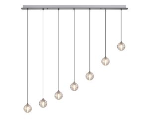 Acacia 7 Light G9 Bubble Glass 1.8m Linear Multiple Pendant Polished Chrome / Clear Glass