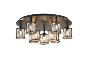 Fonte 60.8cm Round 9 Light G9 Flush Sand Black / Clear Crystal Shade