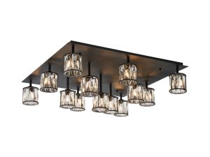 Fonte Square 13 Light G9 Flush Sand Black / Clear Crystal Shade Item Weight: 21.1kg