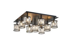 Fonte Square 9 Light G9 Flush Sand Black / Clear Crystal Shade