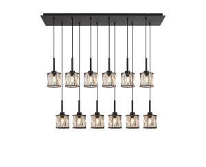 Acacia 12 Light G9 2m Linear Pendant Sand Black / Clear Crystal Shade