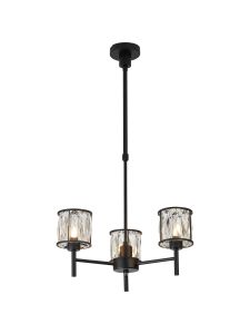 Acacia 45.5cm 3 Light G9 Telescopic/Semi Flush Sand Black / Clear Crystal Shade