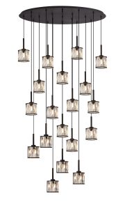 Acacia 19 Light G9 2m Oval Multiple Pendant Sand Black / Clear Crystal Shade Item Weight: 24.1kg