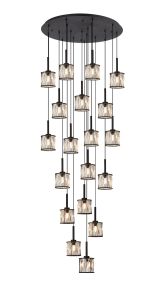 Acacia 76.8cm 19 Light G9 3.5m Round Multiple Pendant Sand Black / Clear Crystal Shade Item Weight: 25.1kg