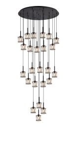 Acacia 87.8cm 24 Light G9 5m Round Multiple Pendant Sand Black / Clear Crystal Shade Item Weight: 32.4kg