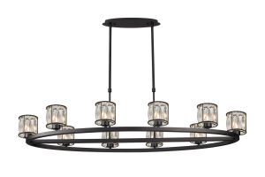 Acacia 10 Light Oval G9 Telescopic Light Sand Black / Clear Crystal Shade