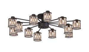 Fonte 91.8cm 12 Light G9 Semi Flush Sand Black / Clear Crystal Shade