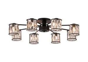 Fonte 76.8cm 8 Light G9 Semi Flush Sand Black / Clear Crystal Shade