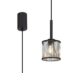 Acacia 10.8cm 1 Light G9 2m Single Pendant Sand Black / Clear Crystal Shade