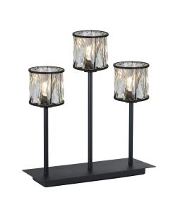 Acacia 3 Light G9 Rectangular Touch Switch Crystal Table Lamp Sand Black & Clear Crystal Shade