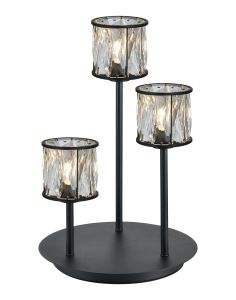 Acacia 3 Light G9 Round Touch Switch Crystal Table Lamp Sand Black & Clear Crystal Shade