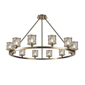Acacia 105.8cm 12 Light Round G9 Telescopic Light Antique Brass / Clear Crystal Shade