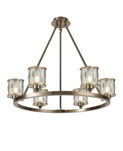 Acacia 70.8cm 6 Light Round G9 Telescopic Light Antique Brass / Clear Crystal Shade