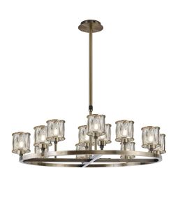 Acacia 90.8cm 8 + 4 Light Round G9 Telescopic Light Antique Brass / Clear Crystal Shade