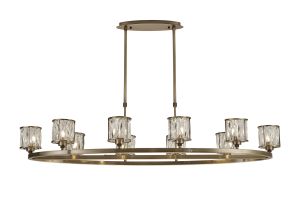 Acacia 10 Light Oval G9 Telescopic Light Antique Brass / Clear Crystal Shade