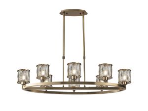 Acacia 8 Light Oval G9 Telescopic Light Antique Brass / Clear Crystal Shade