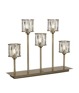 Acacia 5 Light G9 Rectangular Touch Switch Crystal Table Lamp Antique Brass & Clear Crystal Shade