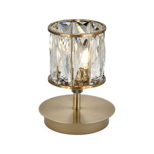 Acacia 1 Light G9 Small Touch Switch Crystal Table Lamp Antique Brass & Clear Crystal Shade