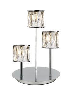 Acacia 3 Light G9 Round Touch Switch Crystal Table Lamp Polished Chrome & Clear Crystal Shade