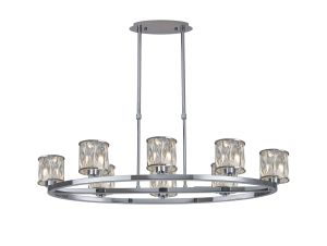 Acacia 8 Light Oval G9 Telescopic Light Polished Chrome / Clear Crystal Shade