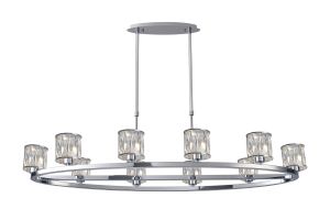 Acacia 10 Light Oval G9 Telescopic Light Polished Chrome / Clear Crystal Shade