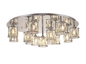 Fonte 80.8cm Round 13 Light G9 Flush Polished Chrome / Clear Crystal Shade Item Weight: 18.26kg