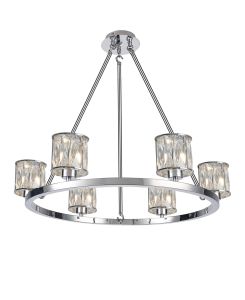 Acacia 70.8cm 6 Light Round G9 Telescopic Light Polished Chrome / Clear Crystal Shade