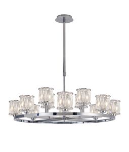 Acacia 90.8cm 8 + 4 Light Round G9 Telescopic Light Polished Chrome / Clear Crystal Shade