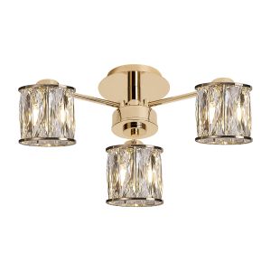 Fonte 44.2cm 3 Light G9 Semi Flush French Gold / Clear Crystal Shade