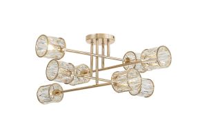 Fonte 85cm 8 Light G9 Crossed Arm Semi Flush French Gold / Clear Crystal Shade