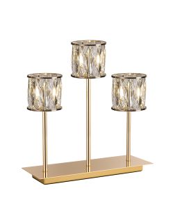 Acacia 3 Light G9 Rectangular Touch Switch Crystal Table Lamp French Gold & Clear Crystal Shade