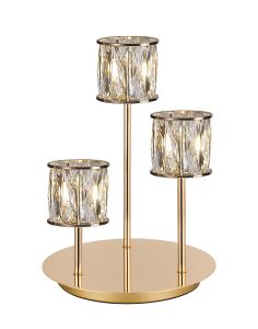 Acacia 3 Light G9 Round Touch Switch Crystal Table Lamp French Gold & Clear Crystal Shade