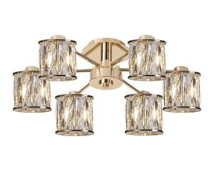 Fonte 51.8cm 6 Light G9 Semi Flush French Gold / Clear Crystal Shade