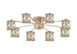 Fonte 76.8cm 8 Light G9 Semi Flush French Gold / Clear Crystal Shade
