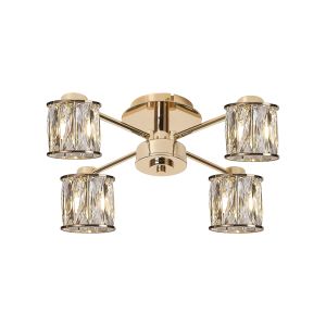 Fonte 46.8cm 4 Light G9 Semi Flush French Gold / Clear Crystal Shade
