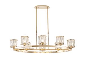 Acacia 8 Light Oval G9 Telescopic Light French Gold / Clear Crystal Shade