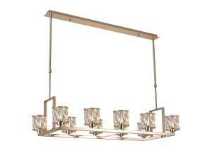 Acacia 10 Light Rectangle G9 Telescopic Light French Gold / Clear Crystal Shade