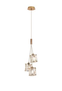 Acacia 12cm 3 Light G9 2m 1 Drop Cluster Pendant French Gold / Clear Crystal Shade