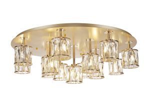 Fonte 80.8cm Round 13 Light G9 Flush French Gold / Clear Crystal Shade Item Weight: 18.26kg
