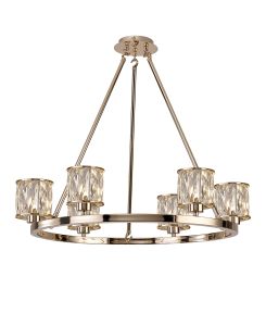 Acacia 70.8cm 6 Light Round G9 Telescopic Light French Gold / Clear Crystal Shade