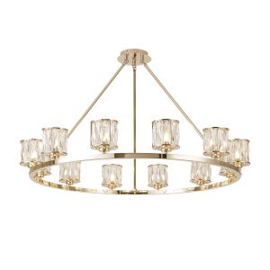 Acacia 105.8cm 12 Light Round G9 Telescopic Light French Gold / Clear Crystal Shade