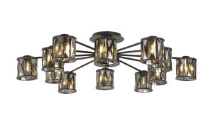 Fonte 91.8cm 12 Light G9 Semi Flush Sand Black / Smoked Crystal Shade