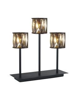 Acacia 3 Light G9 Rectangular Touch Switch Crystal Table Lamp Sand Black & Smoked Crystal Shade