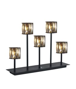 Acacia 5 Light G9 Rectangular Touch Switch Crystal Table Lamp Sand Black & Smoked Crystal Shade